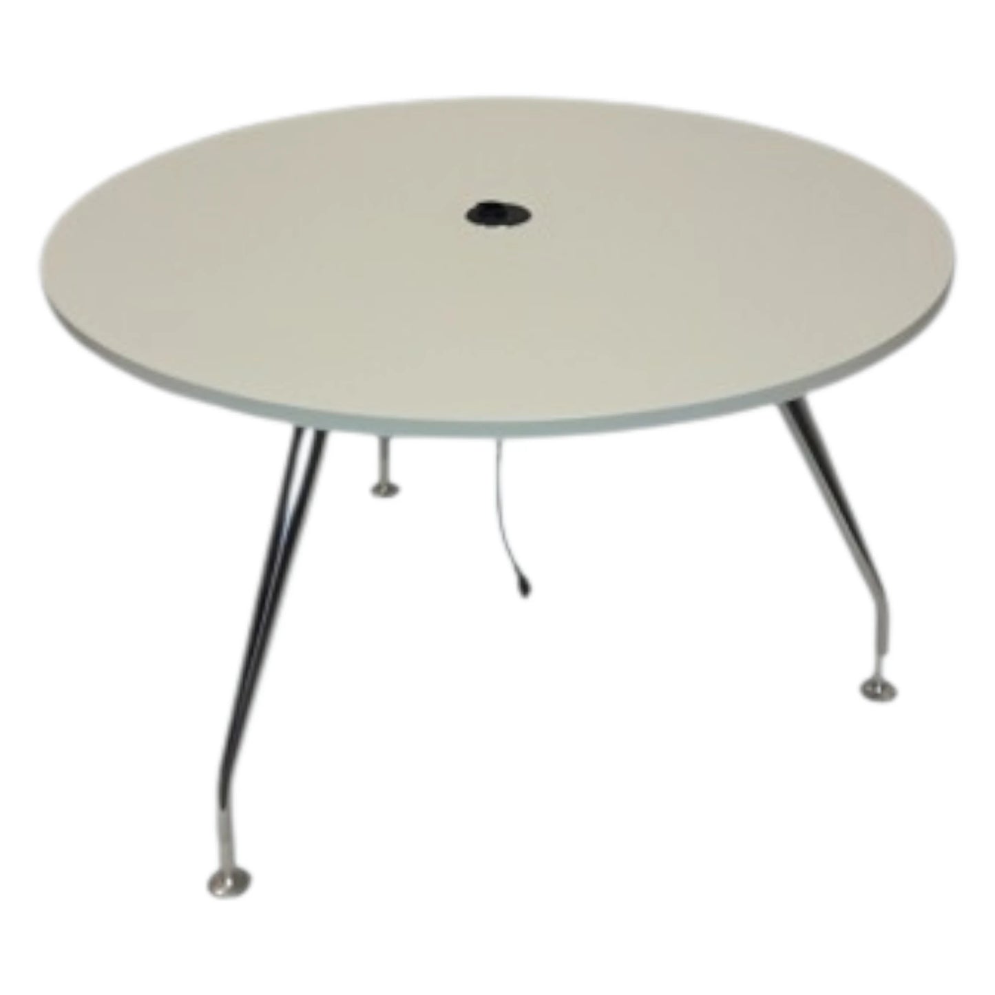 Rundt mødebord med powergrommet.