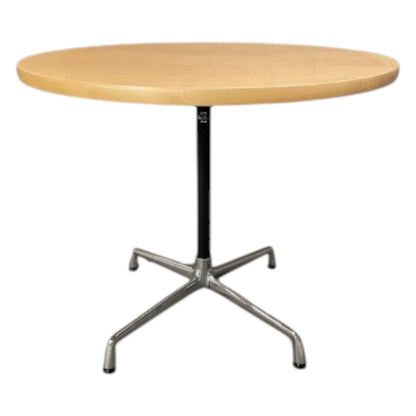 Charles & Ray Eames cafébord med original finérplade med afrundet kant og sort søjle med krom fod