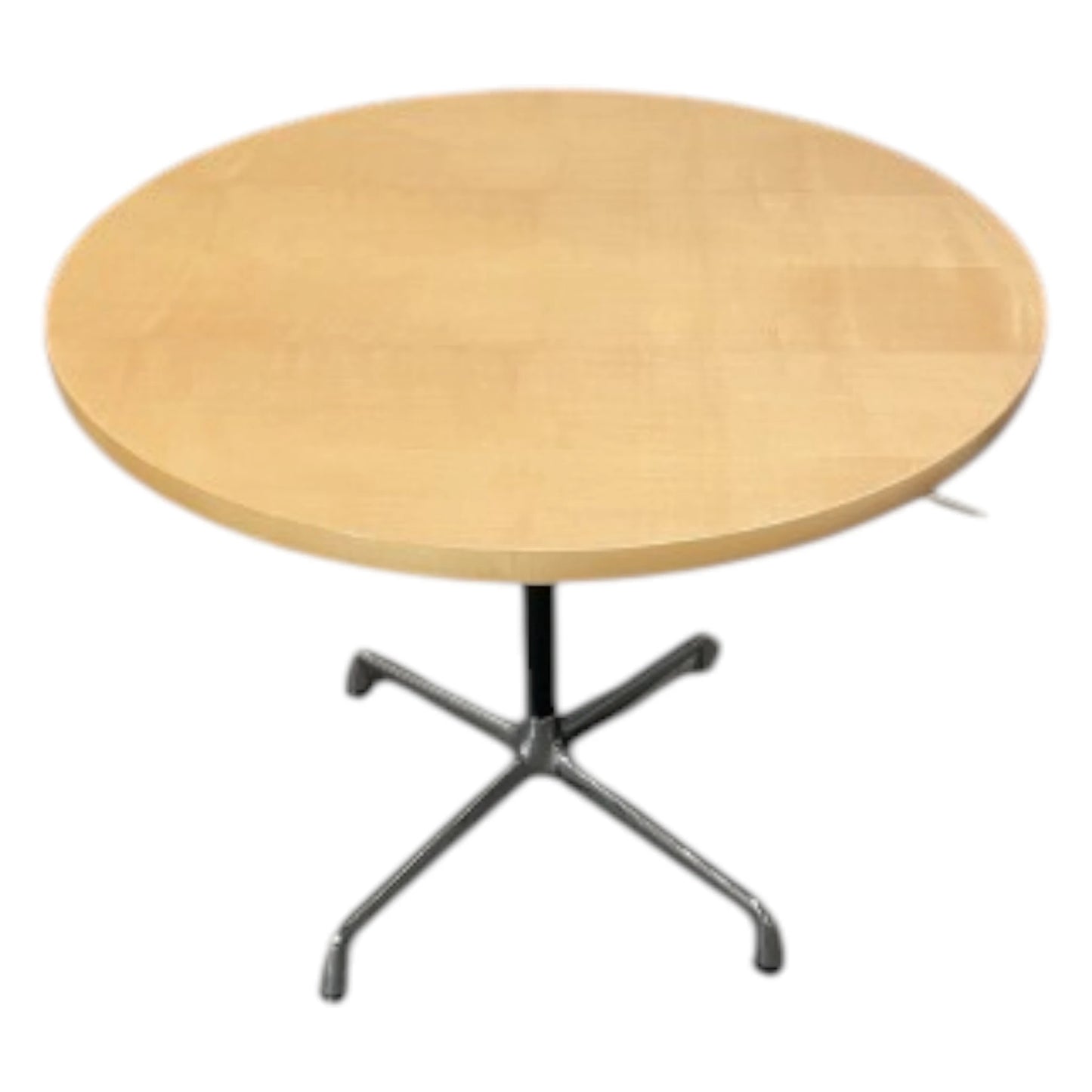 Charles & Ray Eames cafébord med original finérplade med afrundet kant og sort søjle med krom fod