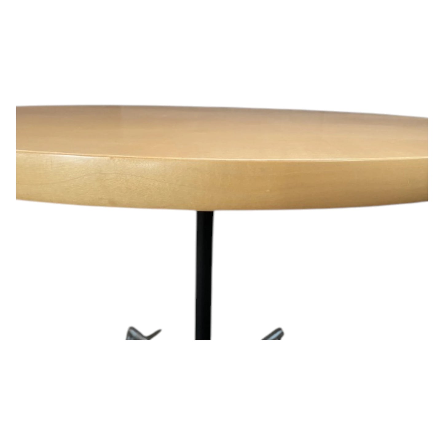 Charles & Ray Eames cafébord med original finérplade med afrundet kant og sort søjle med krom fod