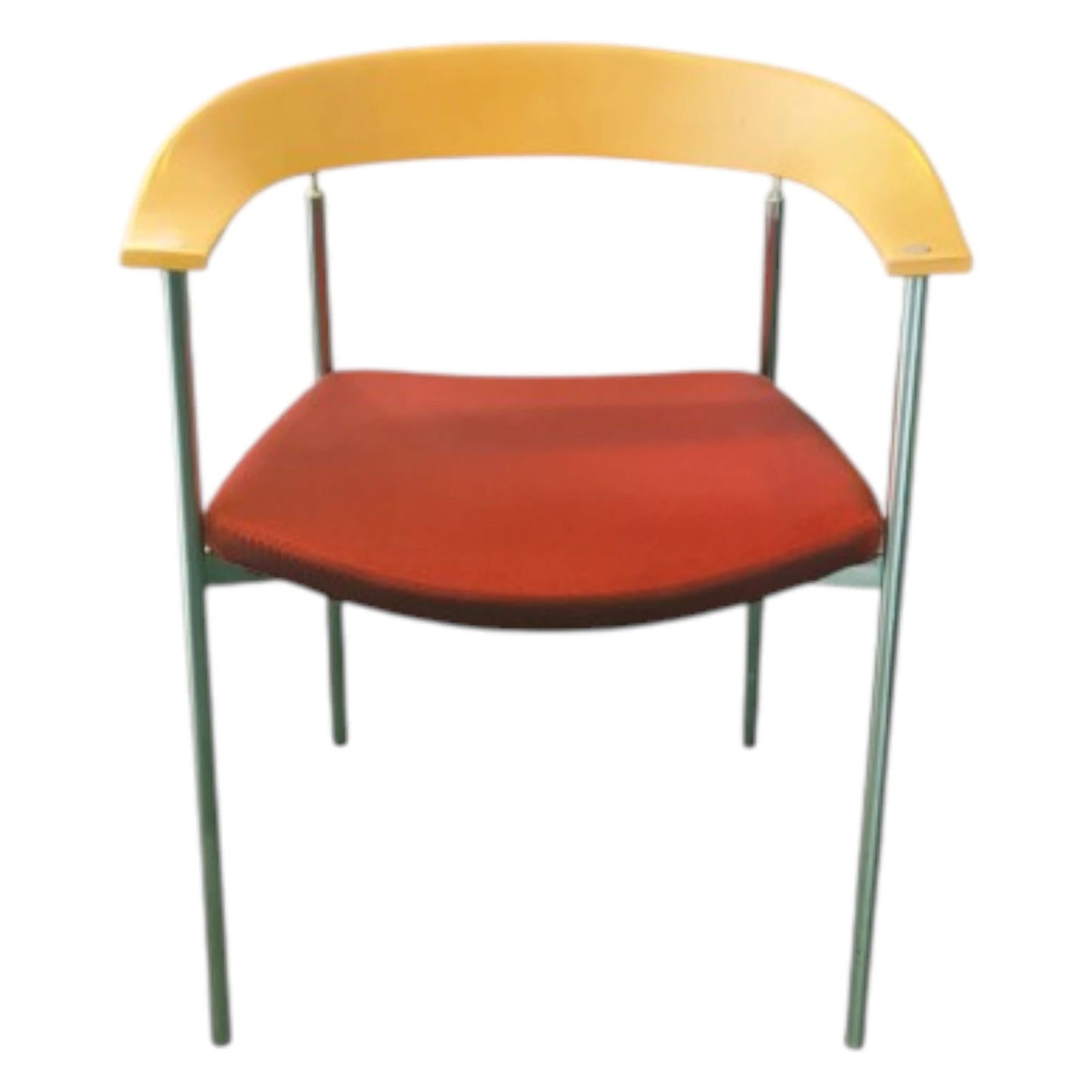 Paustian Stuk konferencestol i lys træ med ny rød sædepolster