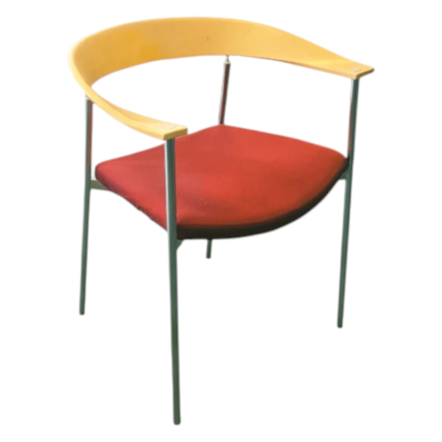 Paustian Stuk konferencestol i lys træ med ny rød sædepolster