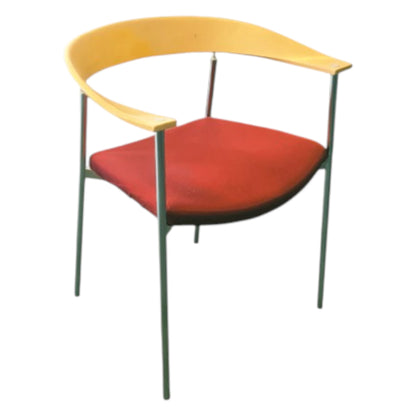 Paustian Stuk konferencestol i lys træ med ny rød sædepolster