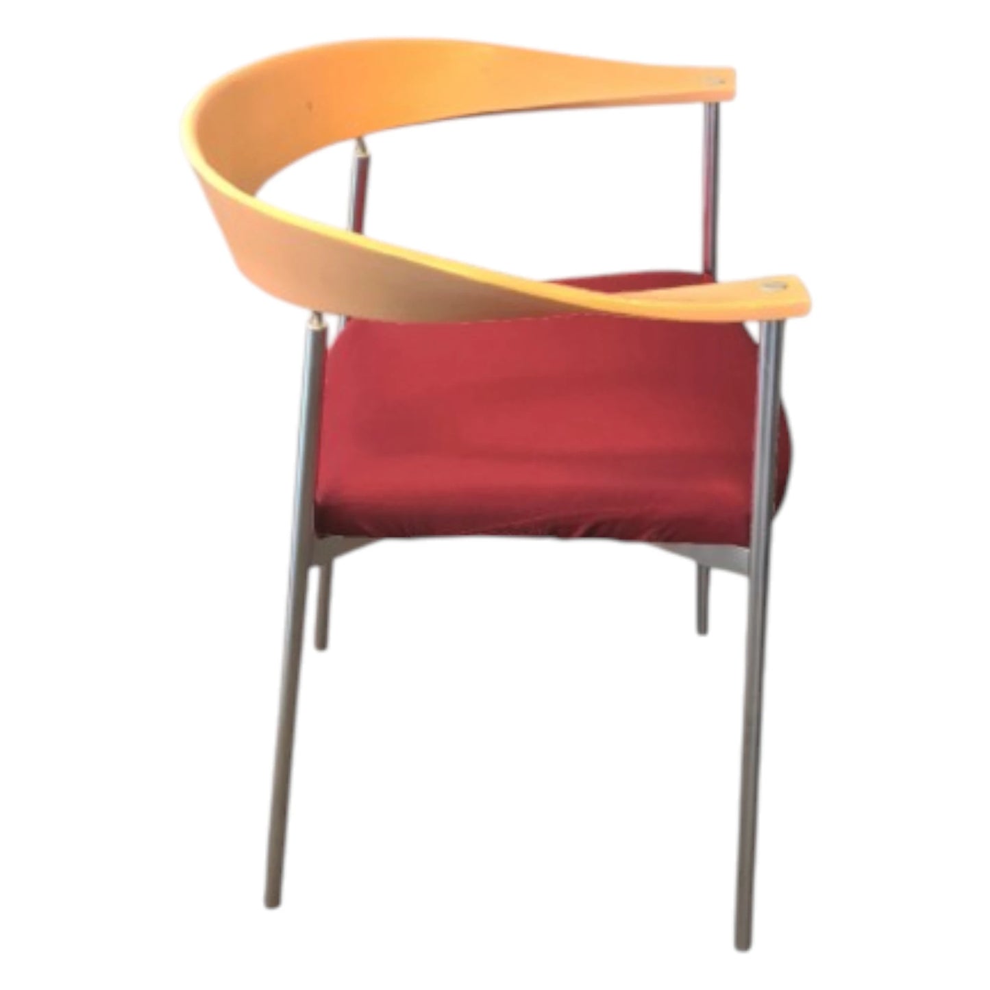 Paustian Stuk konferencestol i lys træ med ny rød sædepolster