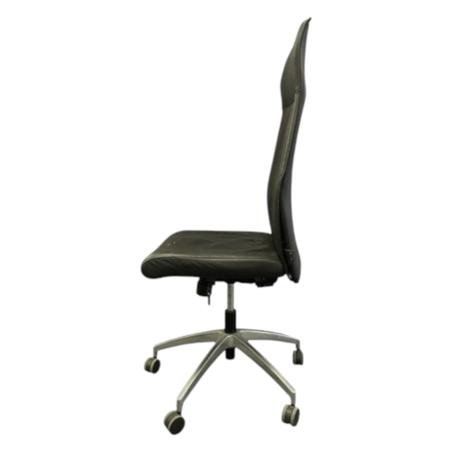 Tungyu sort læderstol m. metal stel