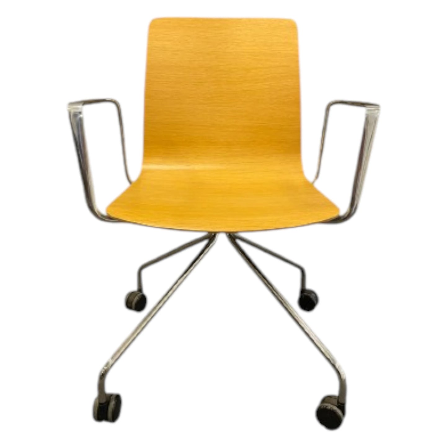 Fiore konferencestol i eg og poleret aluminiumsstel