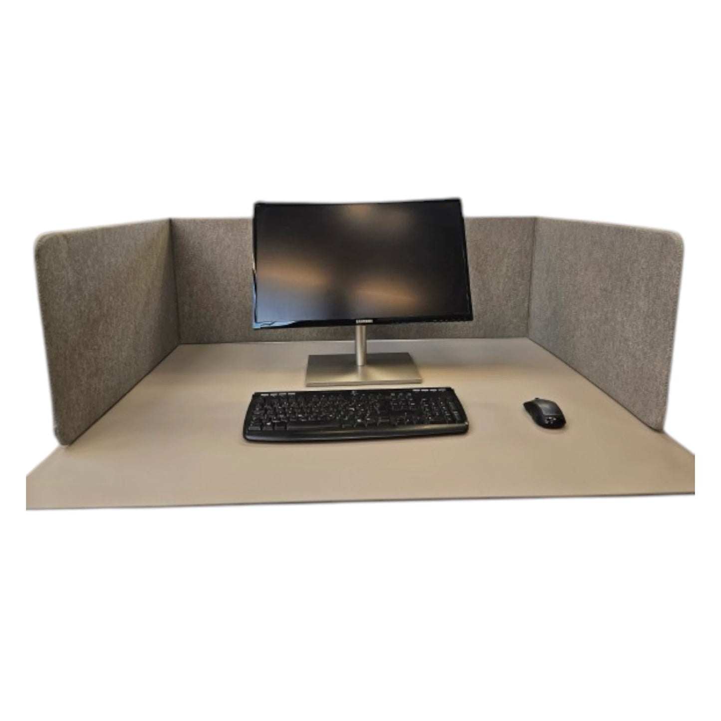 Bordskærm i lysegrå filt.