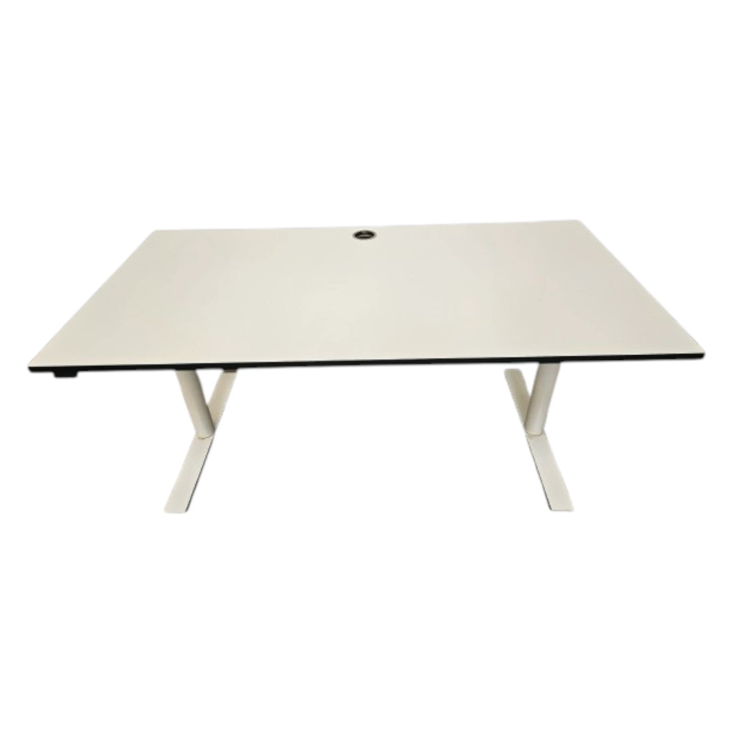 Hæve sænkebord - Hvid decorlaminatsplade med sort kant