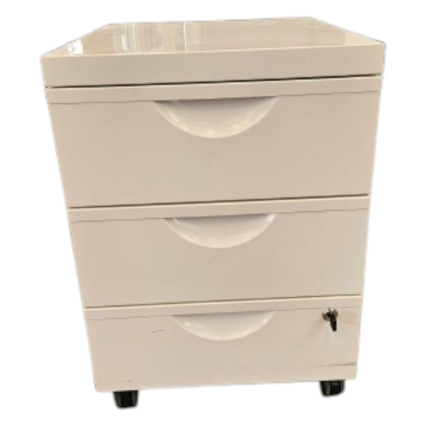 Brugte hvide skuffemoduler i metal.