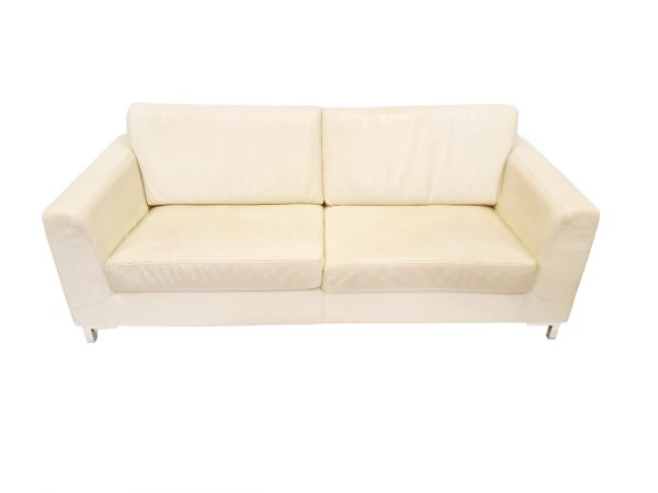 2½-pers lounge sofa i hvidt læder