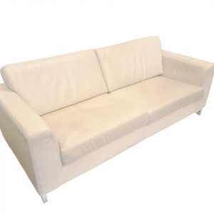 2½-pers lounge sofa i hvidt læder