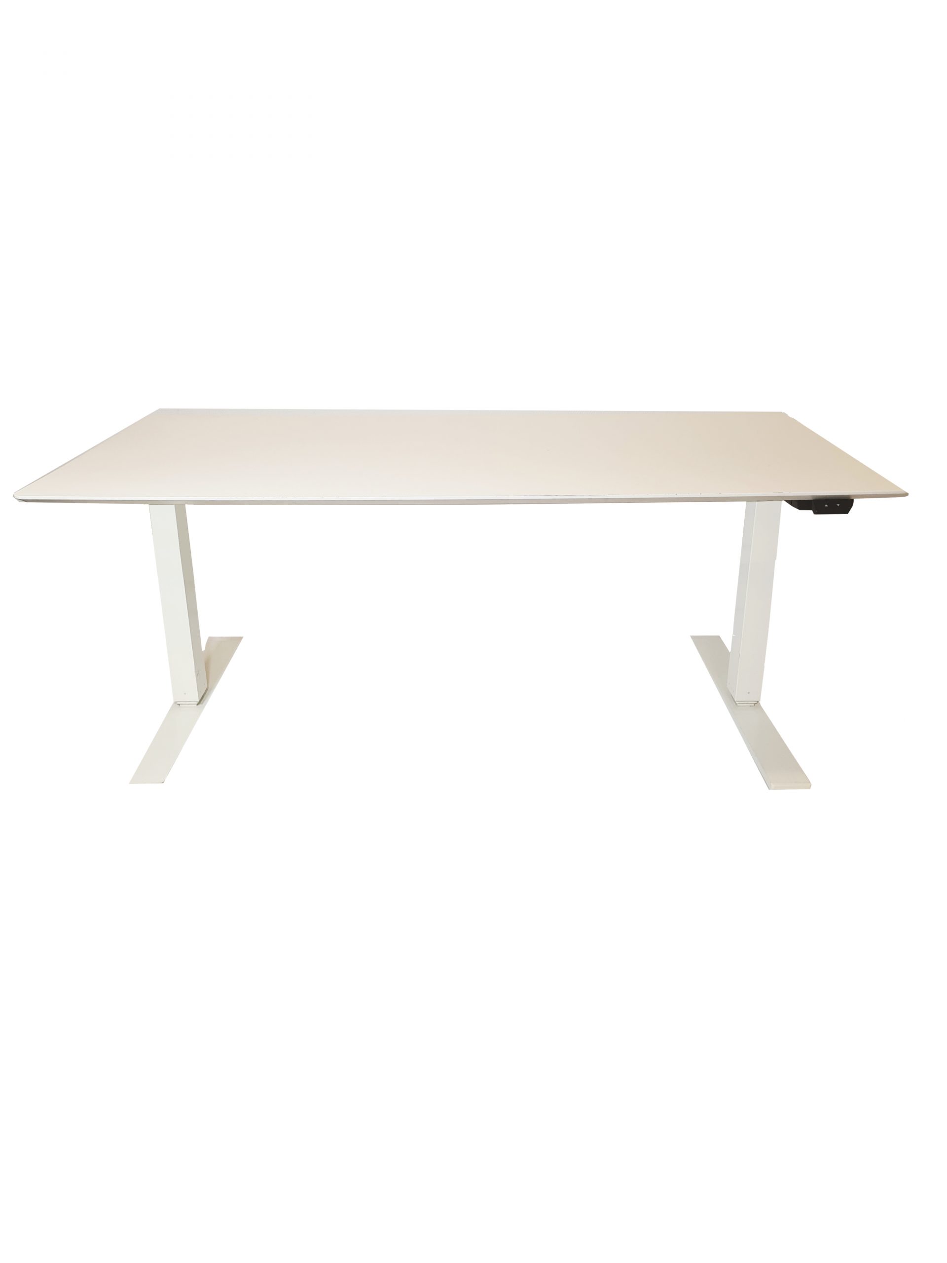 Hæve/sænke bord i x 80 cm. Hvid laminat, hvidt el-stel.