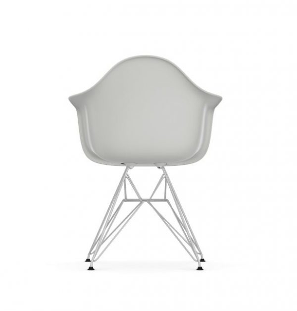 Eames Plastic Armchair DAR, hvid skal, forkromet stel, fra Vitra